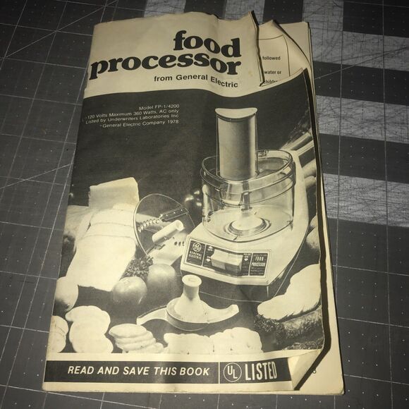 Vintage GE General Electric Food Processor Model FP1 4200 User Manual Recipes - Picture 1 of 4